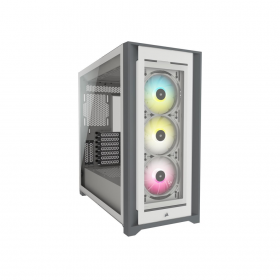  CORSAIR iCUE 5000X RGB Tempered Glass Mid-Tower ATX PC Smart Case, White 
